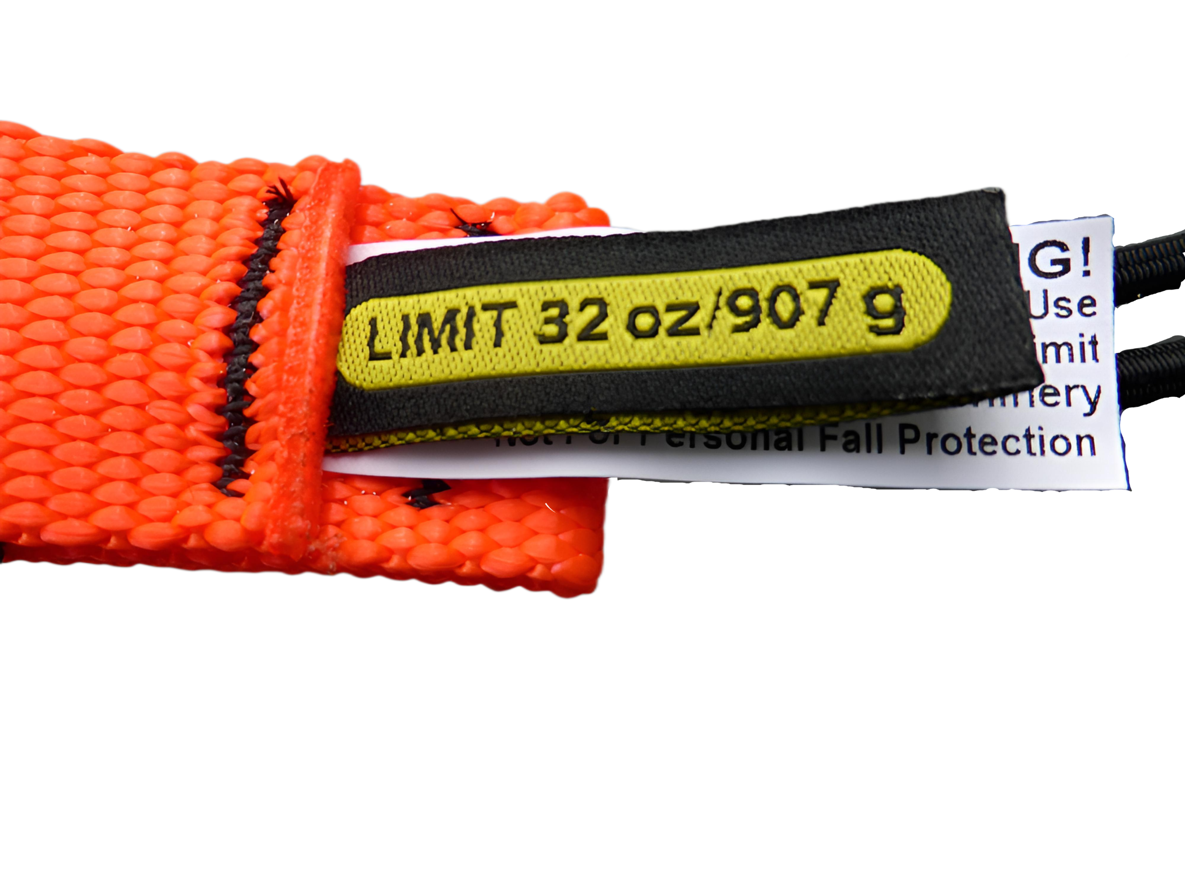 Close-up van de label met laadlimiet aan de Gear Keeper A0-0205 side release accessoire