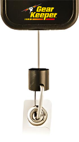 Close-up van de swivel aansluiting onder aan de uittrekbare kevlar lijn van de RT5-5813 een retractor voor sleutels en ID-badge