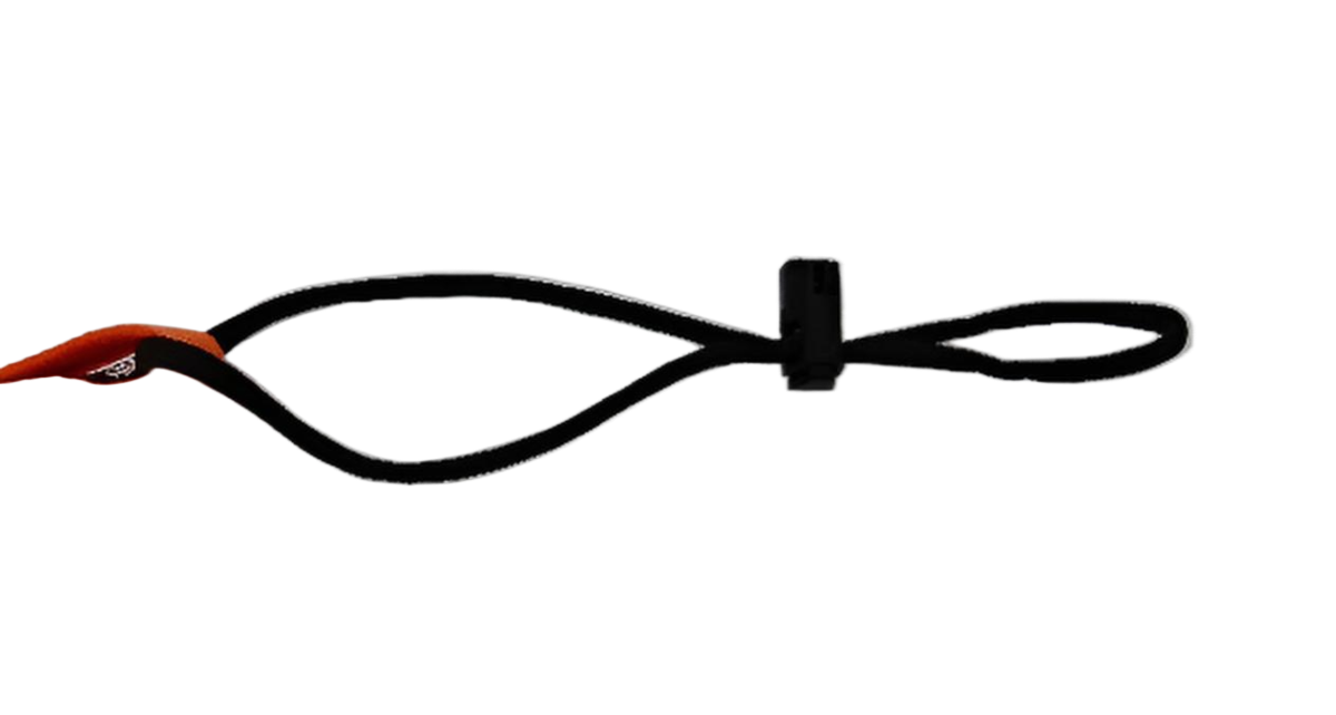 Close-up van het koord met stopper aan de TL1-3044 veiligheidslijn voor het veilig werken met gereedschap op hoogte