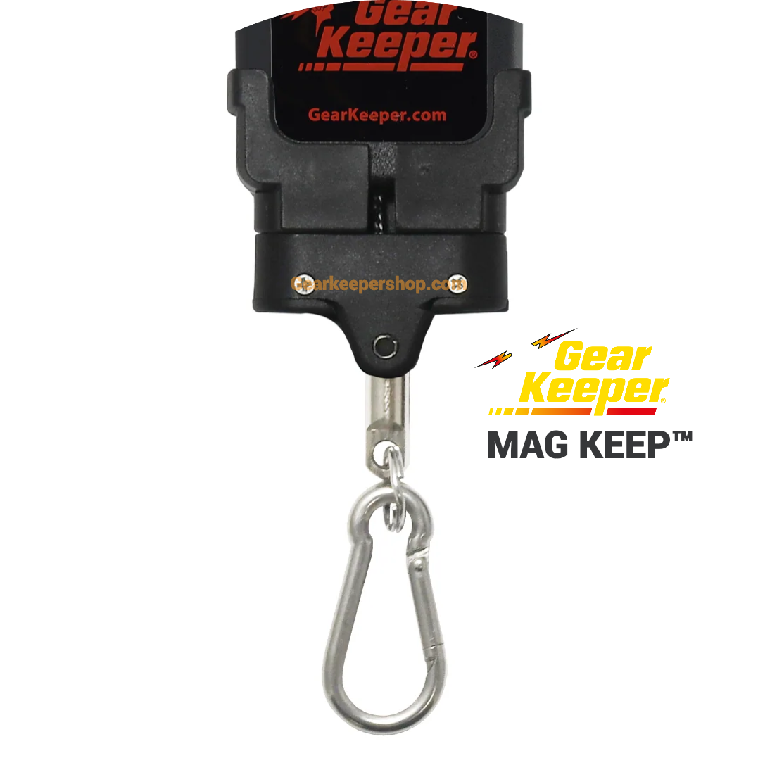 Close-up van het Gear Keeper MAG KEEP magnetisch systeem aan een hittebestendige warmtebeeldcamera retractor