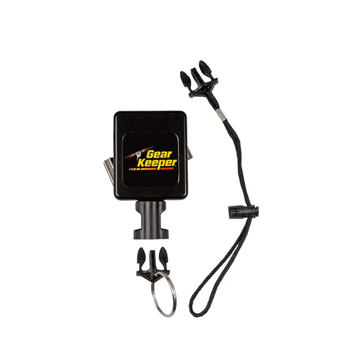 Gear Keeper RT3-7526 retractor met roterende rvs riemclip en de meegeleverde quick connect-2 accessoires