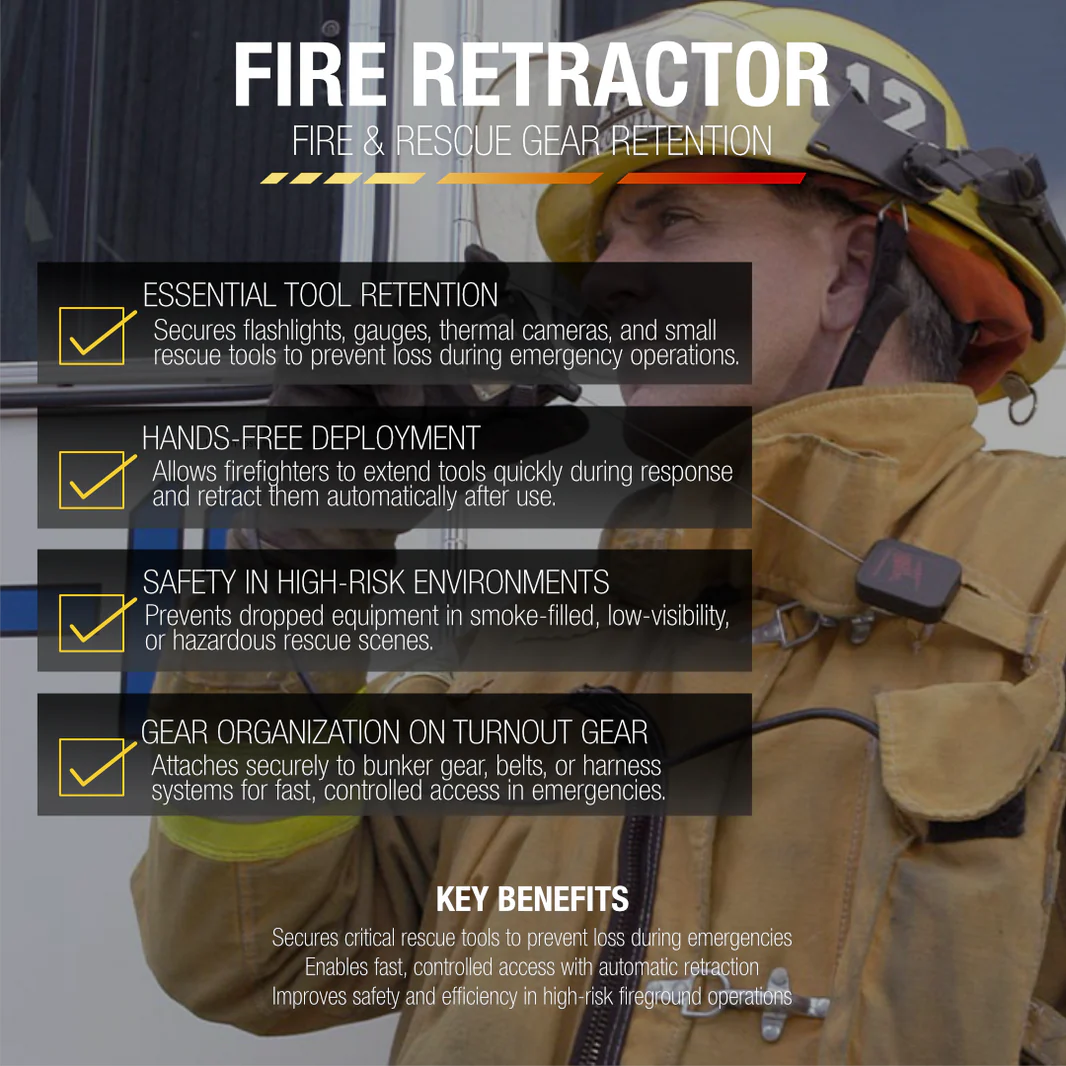 Gear Keeper flyer van retractors specifiek voor brandweer en reddingdiensten
