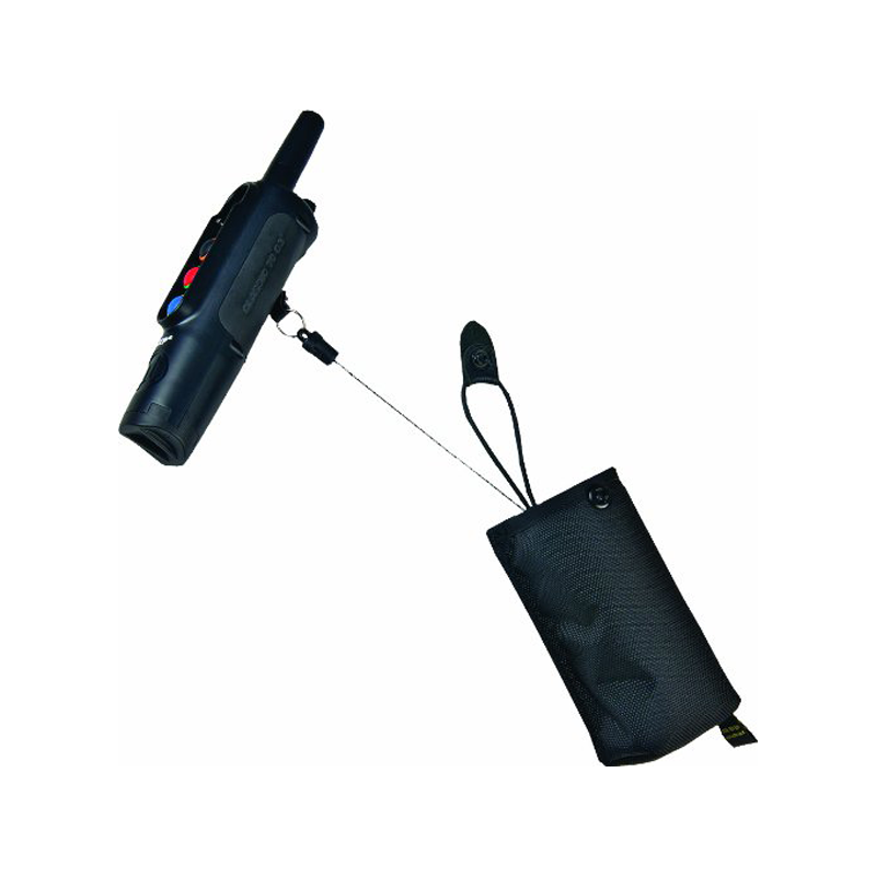 Gear Keeper holster met geïntegreerde retractor waaraan een elektronisch apparaat zit bevestigd