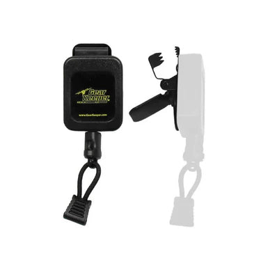 Gear Keeper RT4081 retractor met krokodillenklem bevestiging en een quick connect-I aansluiting met een lapel microfoon houder