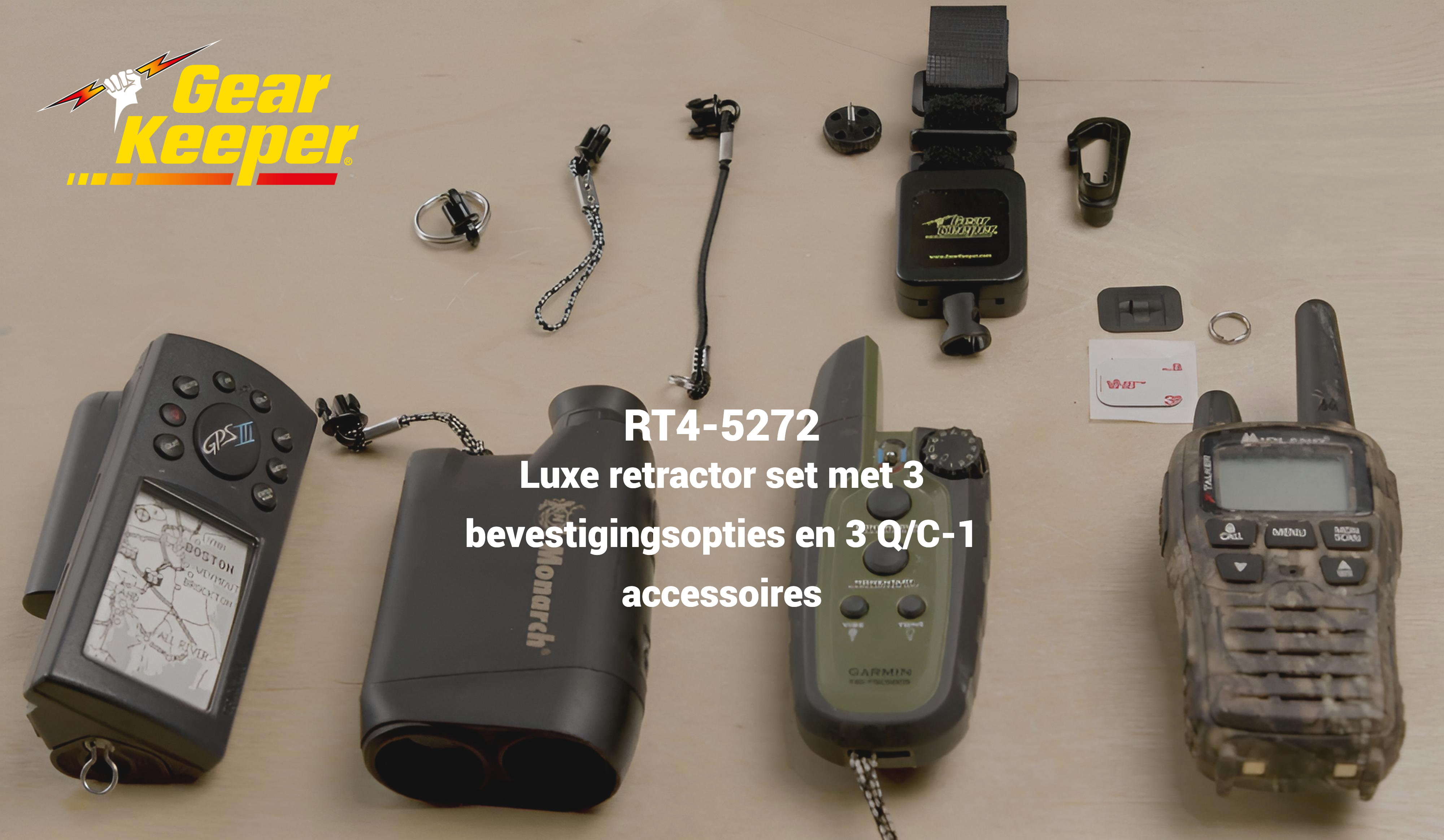 Gear Keeper luxe RT4-5272 retractor die geschikt is voor tal van apparatuur die gebruikt worden in de jachtsport