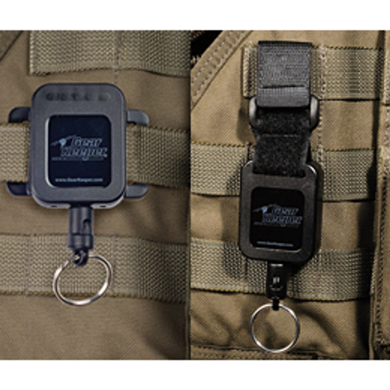 Voorbeeld van MOLLE-systeem bevestiging van Gear Keeper retractors