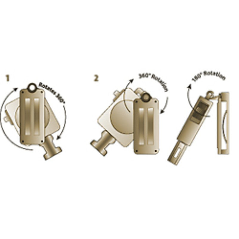 Werking van de multifunctionele riemclip die aan een retractor voor elektronische instrumenten zit