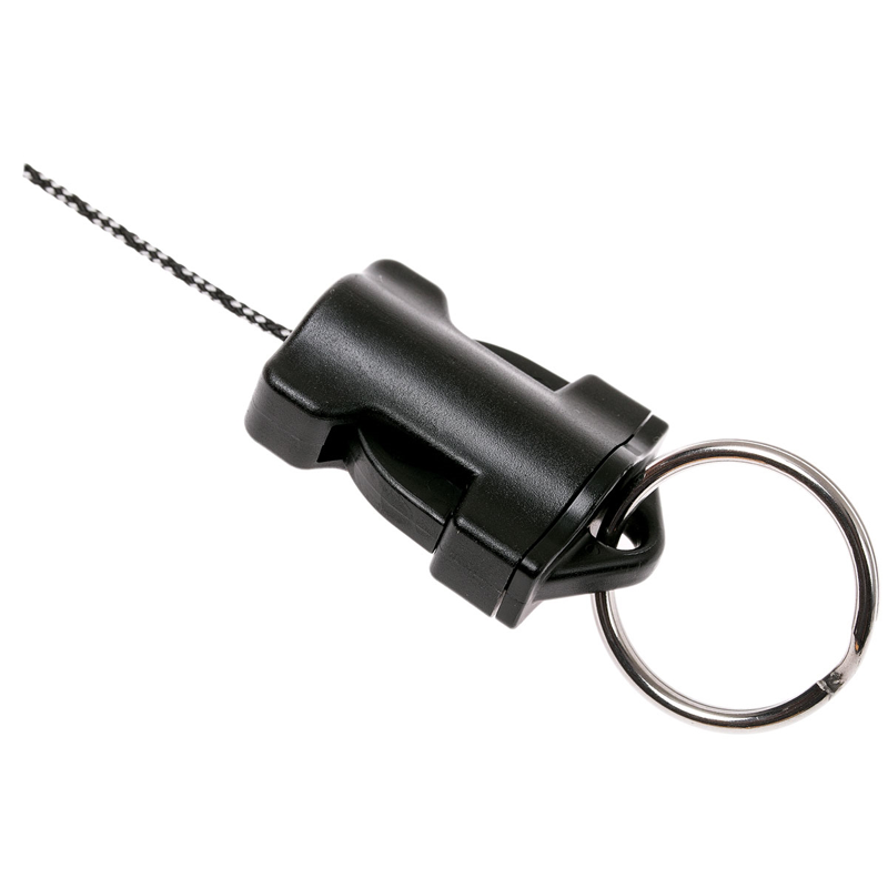 Quick Connect-2 aansluiting aan de uiteinde van een uittrekbare retractorlijn deze is voorzien van een ac0-0911 accessoire met splitring