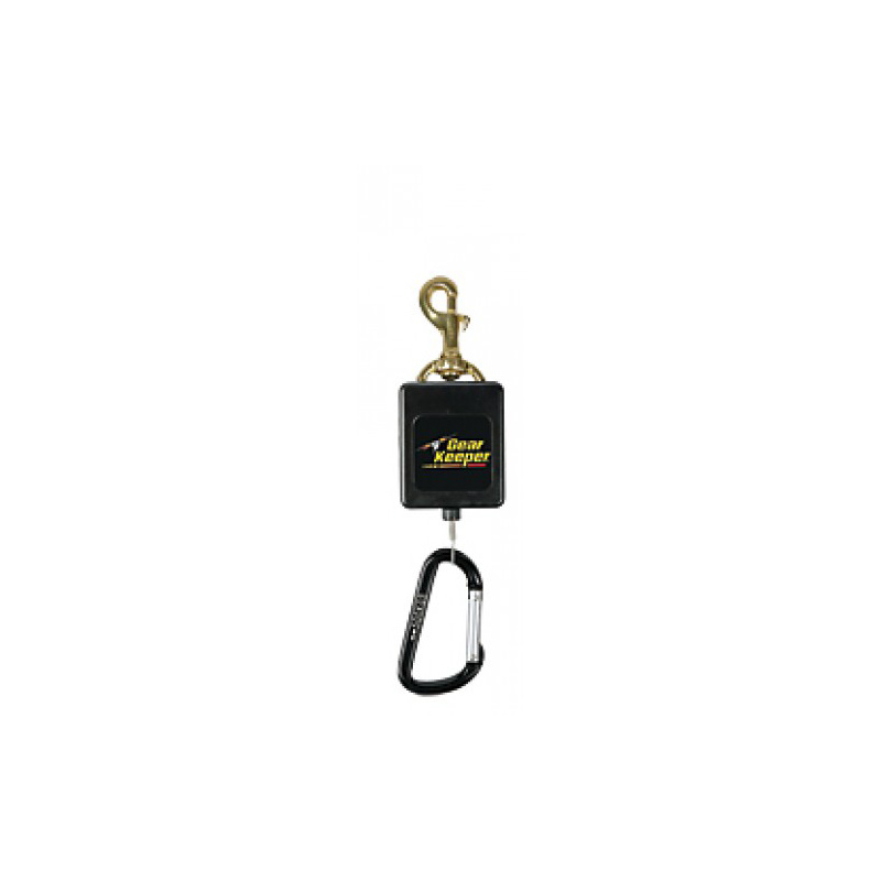 Gear Keeper RT3-4848 heavy duty retractor voor tools en apparatuur tot 1,3kg. Voorzien van een musketonhaak bevestiging en aan de uittrekbare rvs lijn een lus met swivel en karabijnhaak