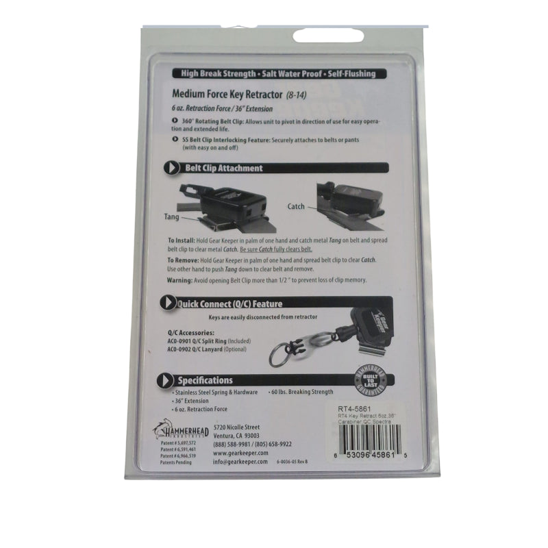 Achterzijde verpakking van de Gear Keeper RT4-5861 met daarop de instructies voor het gebruik ervan