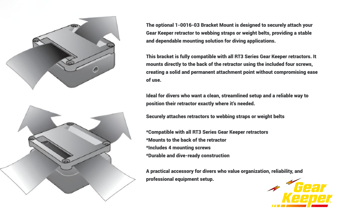 Optionele bracket mount 1-0016-03 band-bevestiging zowel horizontaal als verticaal voor RT3 retractors
